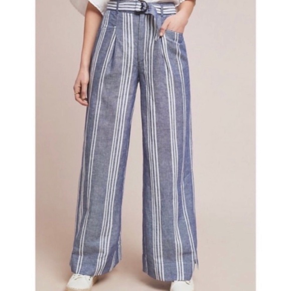 NWT Size 8 Anthropologie Striped Wide Leg Pants - Picture 3 of 13